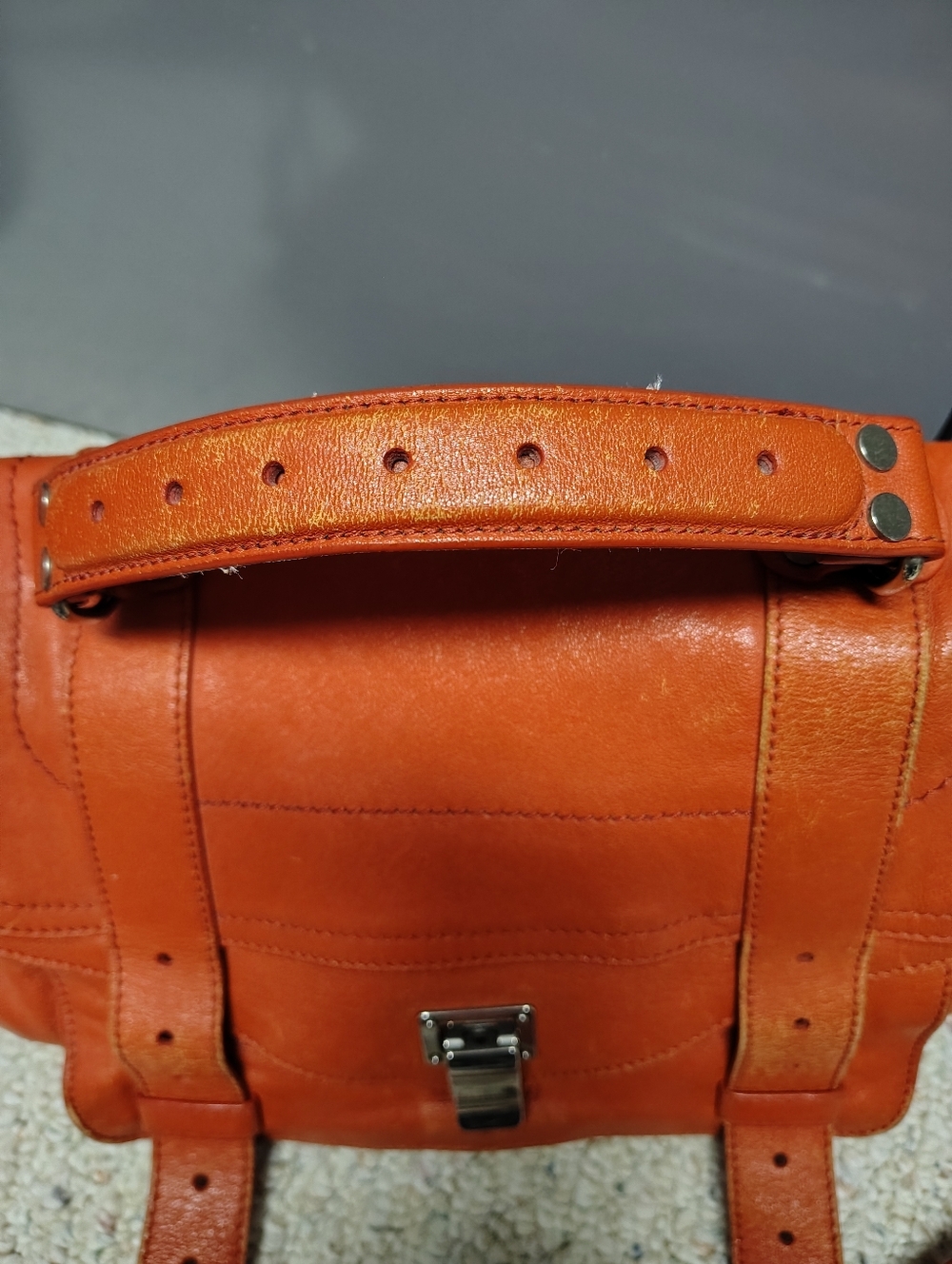 Proenza Leather Messenger Satchel | OS | Orange - Picture 10 of 12